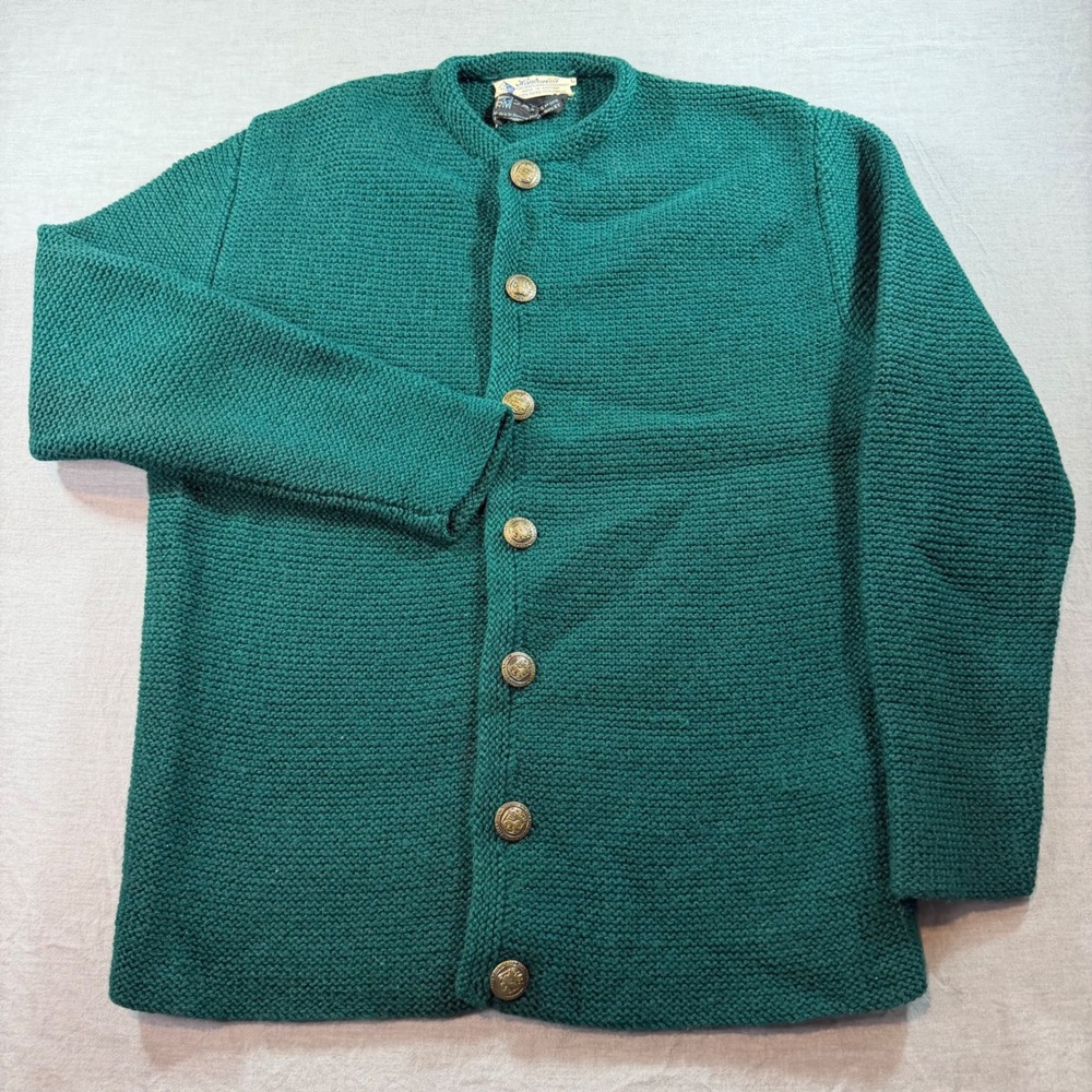 Handarbeit Cardigan Sweater Womens L Green Excellent Vintage West Germany‎ Wool
